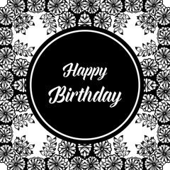 Birthday card with floral hand draw style vector art