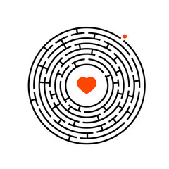 Abstract round maze. Game for kids. Puzzle for children. One entrance, one exit. Labyrinth conundrum. Flat vector illustration.