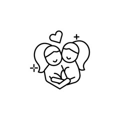 gender, hug, lesbian, icon. Element of gender Identity icon. Thin line icon for website design and development, app development. Premium icon