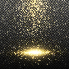 Gold glitter particles. Lights effect isolated on transparent background. Graphic concept for your design.