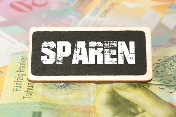 Banknoten Schweizer Franken und Sparen