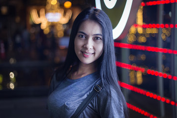 A young Asia woman in celebration Christmas  Holiday time.