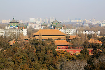 The Modern buildings with historic buildings, December 22, 2013, Beijing, China.