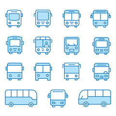 Bus flat line icon set. Vector illustration. Editable stroke.
