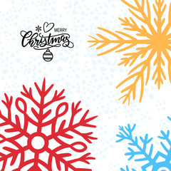 Christmas card with lettering and snowflakes, vector