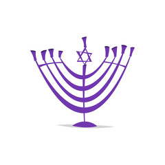 Purple silhouette vector of a menorah.