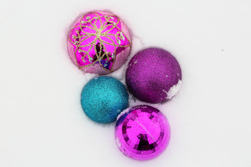 Christmas toys in the snow