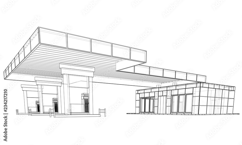 Poster gas station. vector rendering of 3d
