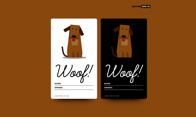 Woof Dog Name Tag ID Card Vector Illustration
