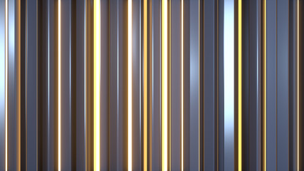 Glossy and shiny vertical bars 3D render