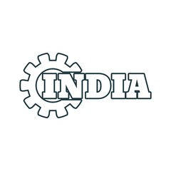 China word build in gear. Heavy industry relative image.