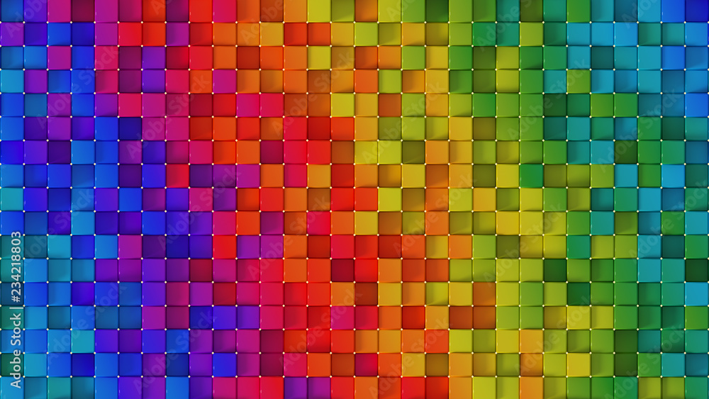 Poster rainbow colorful cubes abstract background 3d render