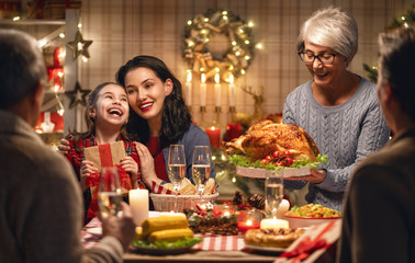 family celebrating Christmas