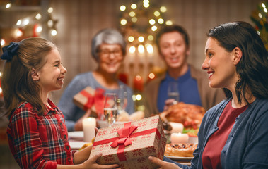 family celebrating Christmas