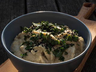 Aubergine Cream along to traditional recipe with warm colors