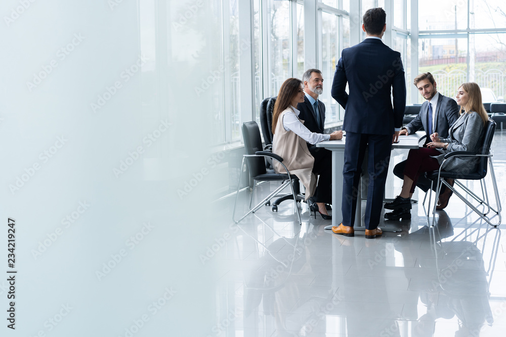 Canvas Prints Corporate business team and manager in a meeting, close up