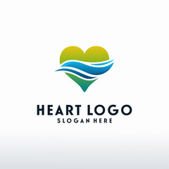 Modern Heart logo designs with swoosh logo vector, Love logo designs concept