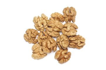 Walnuts on white