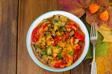 Bowl with vegetable stew