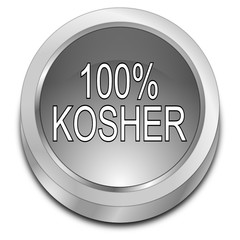 100% Kosher Button - 3D illustration