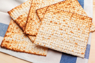 matzo flatbread for Jewish high holiday celebrations on the table