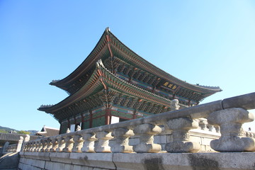 Fototapeta premium Gyeongbokgung Palace in Seoul, South Korea. Writing on the building: Geunjeongjeon Hall