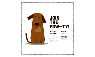 Join the Paw-ty Time Party Invitation Design with Dog Illustration