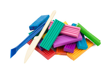 plasticine colorful sticks isolated over white background