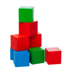Fototapeta premium Wooden building blocks isolated on white background
