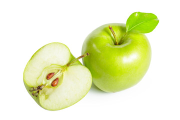 Fresh granny smith apples on white background