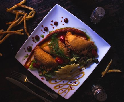 Delicious Fatayas in a Rustic Restaurant
