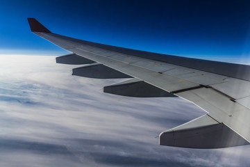 Clouds under the wing of the aircraft