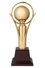 one gold metal winner's cup, on a white background, isolate