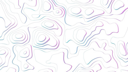 Art paper cut of topographic map. Pleasant colors of blue tone. Origami modern design. Vector illustration