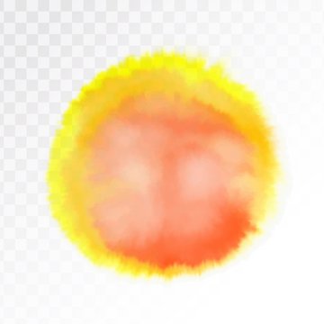 Light red and yellow watercolor spot, isolated on transparent background. Vector illustration.
