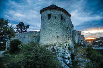 Fototapeta na wymiar On a hill with a beautiful view, lies the Old Castile of Trstat, Croatia.