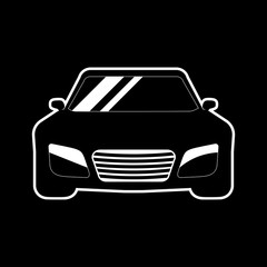 Car icon vector on black background