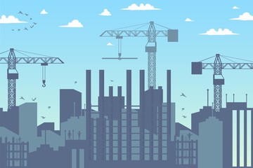 Obraz premium Concept Modern City Construction Buildings