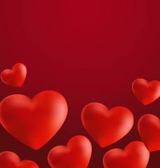 Hearts in Red Background