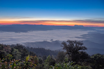 Light sunrise mist mountain at Doi Luang Chiang Dao Chiang Mai , Thailand