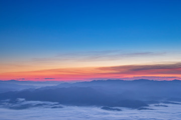 Light sunrise mist mountain at Doi Luang Chiang Dao Chiang Mai , Thailand
