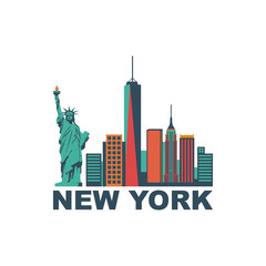 Colorful New York City flat design vector
