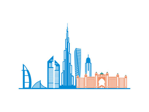 Dubai City landscape with flat design vector