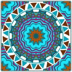 Floral Geometric Pattern with hand-drawing Mandala. illustration. For fabric, textile, bandana, pillowcarpet print.