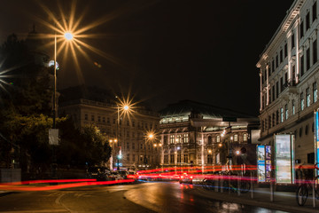 Night view on National Opera theater in Vienna, Austria