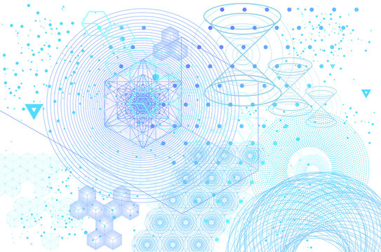 Sacred geometry symbols and elements background.