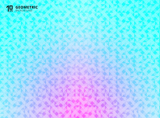 Abstract blue and pink gradient color geometric triangles pattern background and tecture technology concept.