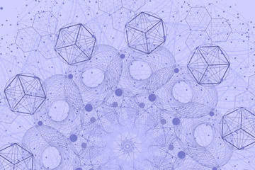 The science and mathematics abstract background with circles, cube, triangles and a lot of lines. Sacred geometry backdrop. The chemistry and astrology. Graphic elements for identity design.