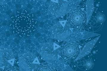 The science and mathematics abstract background with circles, cube, triangles and a lot of lines. Sacred geometry backdrop. The chemistry and astrology. Graphic elements for identity design.