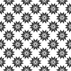 Black floral seamless pattern on white background